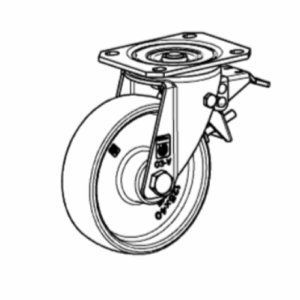 Pasukamas ratukas su stabdžiu 125x38 mm, 155065, apkrova - iki 300 kg