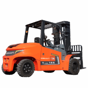 Noblelift FEP100N2: kelia iki 10 tonų ir iki 4500 mm, postūmis su pozicionieriumi, 2.4 m šakės, 80V920Ah Li baterija, valdymas mini svirtlėmis, kabina